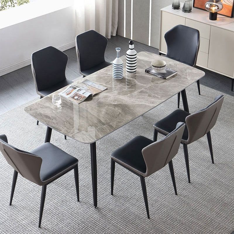 Contemporary Style 1/2/3/5/7 Pieces Dining Chairs Set Rectangle Stone Furniture in Gray Clearhalo 'Dining Room Sets' 'Dining Tables & Seating' 'dining_room_set' 'furn' 'furn_dining_room_set' 'Furniture' 'Kitchen & Dining Furniture' 1200x1200_55daa039-344c-4bb5-8c74-b5a8a8ffec14