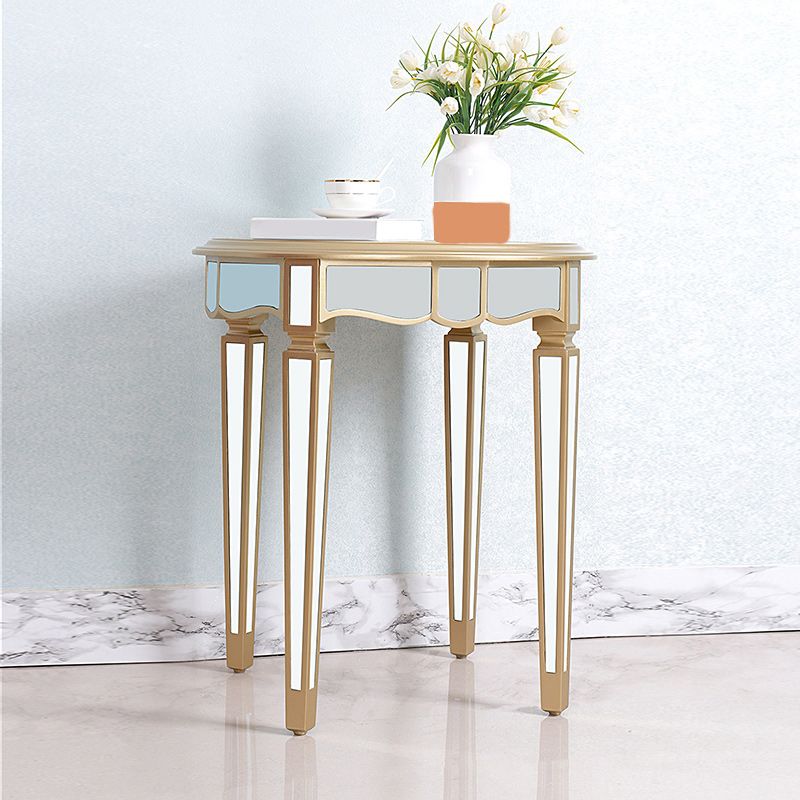 Round Glass Top Side End Table Modernistic Solid Wood 4 Legs End Table Clearhalo 'Coffee & Accent Tables' 'End & Side Tables' 'end_side_tables' 'furn' 'furn_end_side_tables' 'Furniture' 'Living Room Furniture' 1200x1200_55db54de-19d0-4fdd-ae39-fad0002a8e14