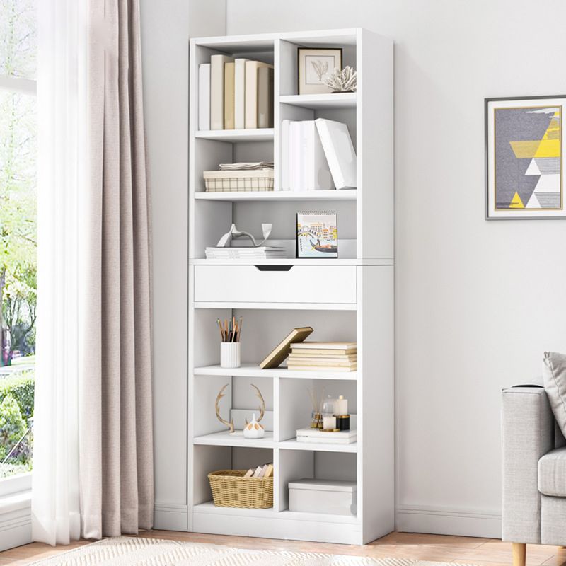 Modern Standard Open Bookshelf Engineered Wood Bookcase with Drawer Storage Clearhalo 'Bookcases' 'furn' 'furn_bookcases' 'Furniture' 'Office Furniture' 1200x1200_55db55cc-b207-4d97-8248-9ff10b3ada90