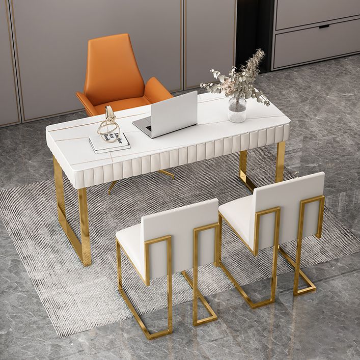 Glam Style Stone Writing Desk Curved Sled Base Office Desk with 2 Drawers Clearhalo 'furn' 'furn_office_desk' 'Furniture' 'furniture_office_desk' 'Office Desks' 'Office Furniture' 'office_desk' 1200x1200_55db5962-fa77-40b0-b621-d602eb4839ea