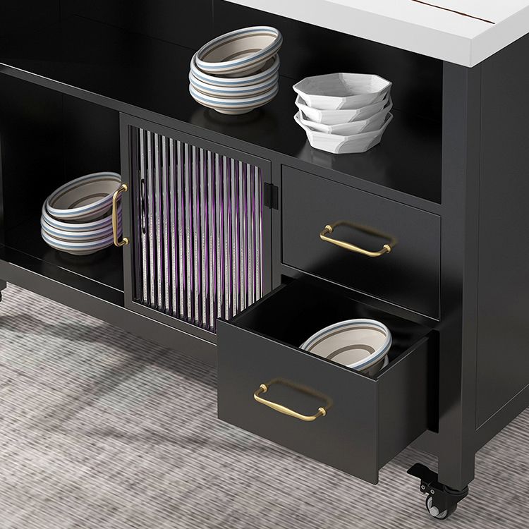 Table de préparation en marbre à île à manger simple moderne avec tiroir