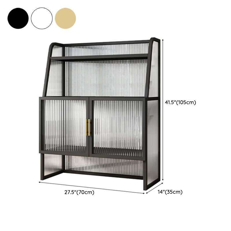 Glam Glass Doors Sideboard Cabinet Dining Room Metallic Credenza Clearhalo 'buffet_sideboard' 'Buffets & Sideboards' 'furn' 'furn_buffet_sideboard' 'Furniture' 'Kitchen & Dining Furniture' 1200x1200_55dd66a3-ff0d-4267-8dc0-98e32a453c90