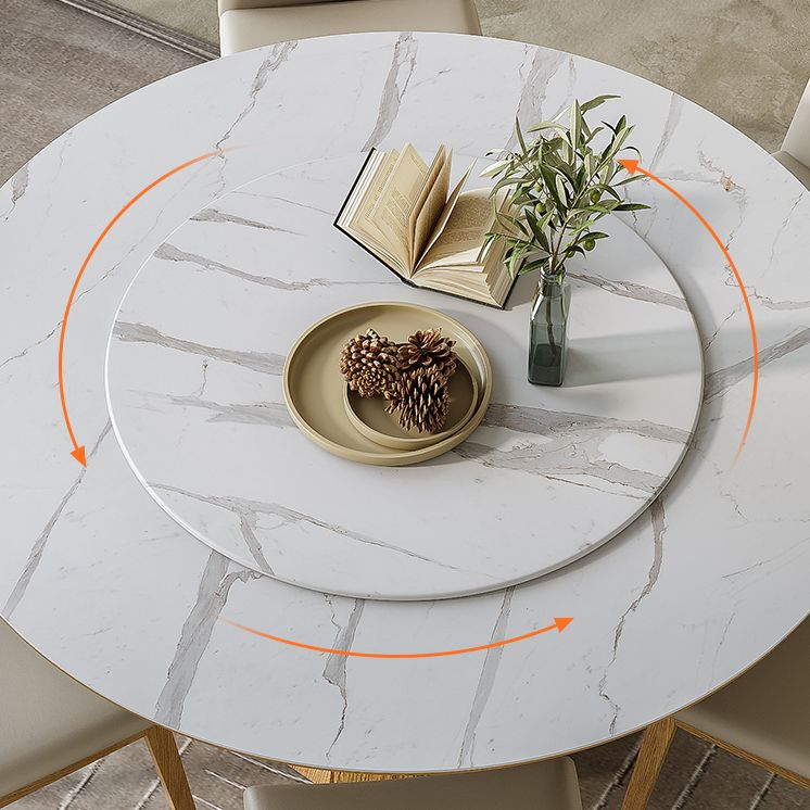 Modern Round Table White Sintered Stone Dining Table for Home Clearhalo 'Dining Tables & Seating' 'Dining Tables' 'dining_table' 'furn' 'furn_dining_table' 'Furniture' 'Kitchen & Dining Furniture' 1200x1200_55e00994-b14e-48be-b709-27a70c91356c