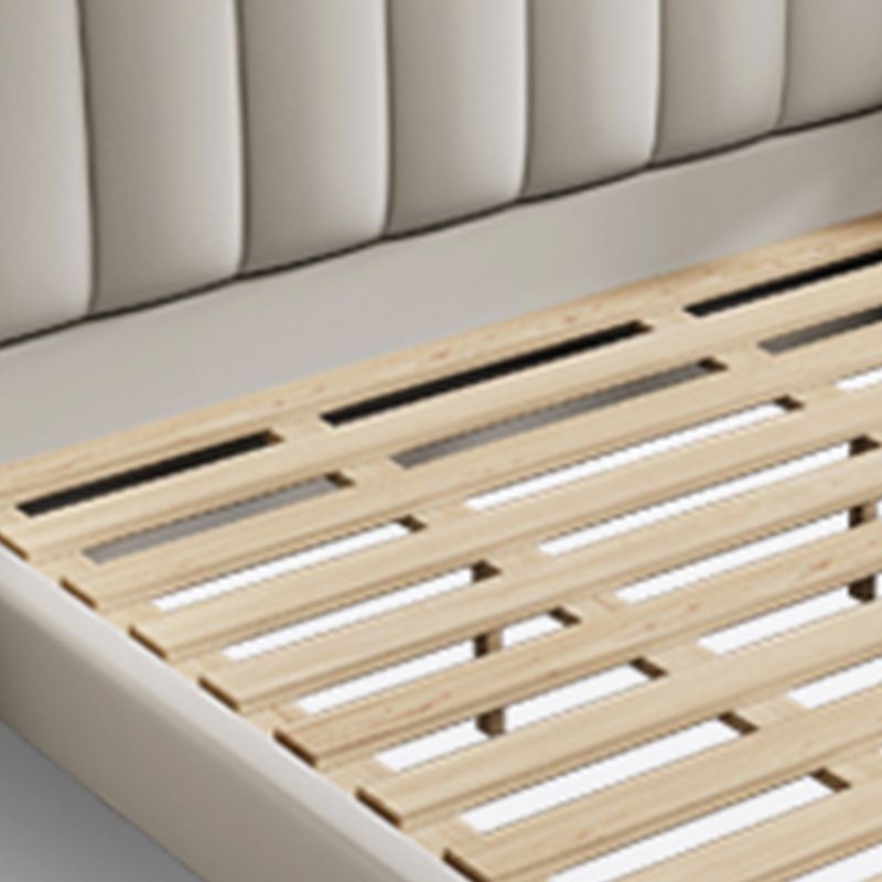 Contemporary Wingback Bed with Upholstered Headboard, 51" Tall Solid Color Bed