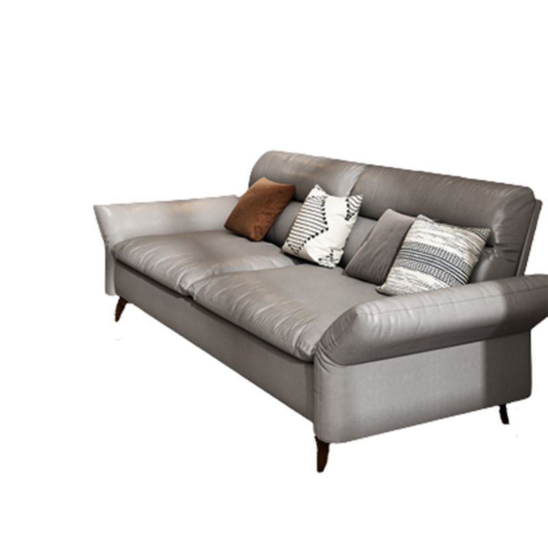 Modern Cotton Blend/Faux Leather Settee Flared Arm Biscuit Back Couch Clearhalo 'furn' 'furn_sofas' 'Furniture' 'furniture_sofas' 'Living Room Furniture' 'Sofa' 'sofas' 1200x1200_55e24f9a-1582-44b8-ad72-de7ed09de110