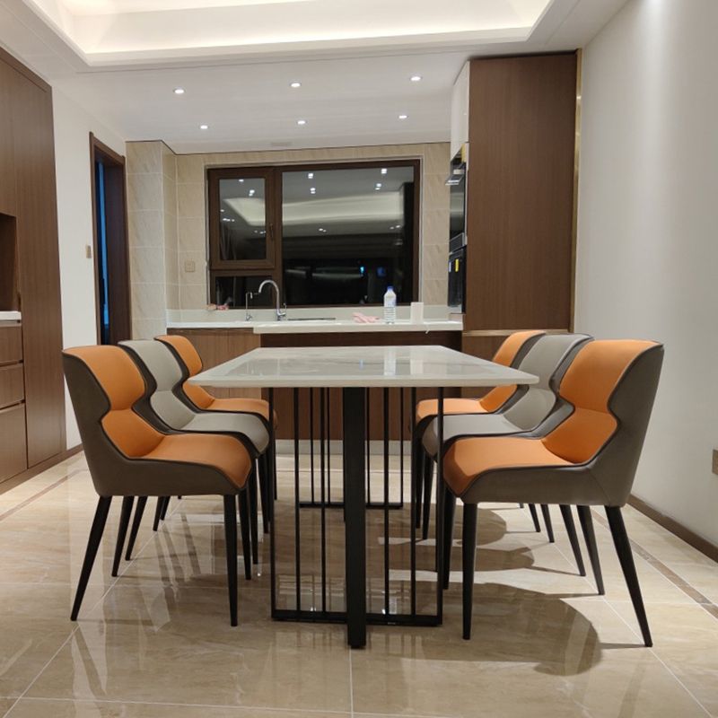 Silla lateral del ala de la silla de comedor de cuero de cuero sintética para uso doméstico