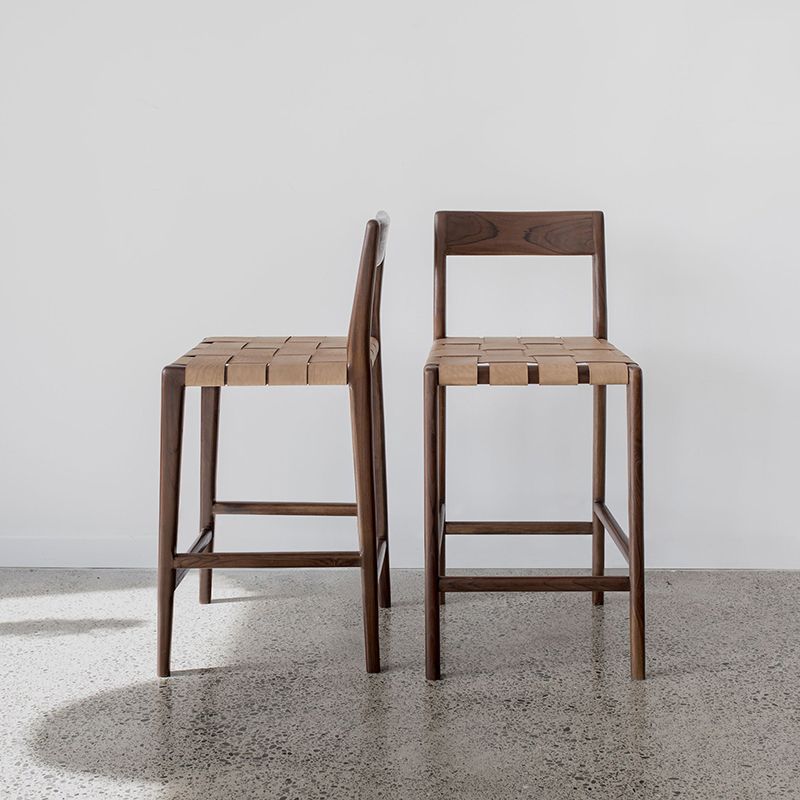 Tabouret de bar en faux cuir contemporain 37,4 pouces avec base en bois massif