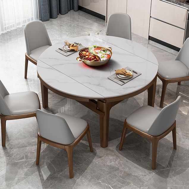 Sintered Stone Dining Table Round Dinner Table with Rubberwood Frame for Dining Room