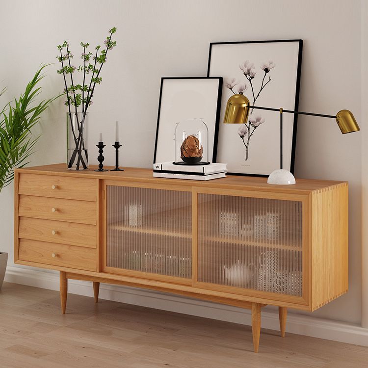 4-Dtrawer-Essbuffet mit Schiebetüren Kiefern Kiefer Massivholzbuffet Ständer