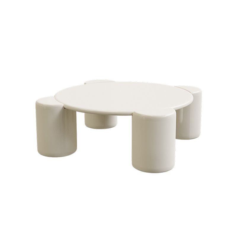 Tavolino in legno massiccio 4 gambe tavolino tondo minimalista in bianco/grigio