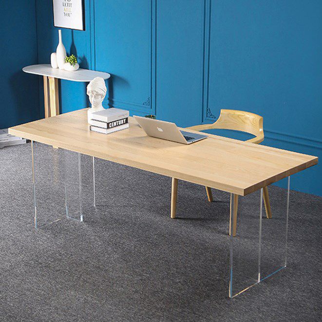 Industrial Solid Wood Dining Table Rectangle Standard Table with Double Pedestal Base Clearhalo ' dining_table' 'Dining Tables & Seating' 'Dining Tables' 'furn' 'furn_dining_table' 'Furniture' 'furniture_dining_table' 'Kitchen & Dining Furniture' 'kitchen&dining_furn' 'kitchen' 'kitchen_dining_table' 1200x1200_55e8fc04-4532-41ca-a158-def58ed5ee81