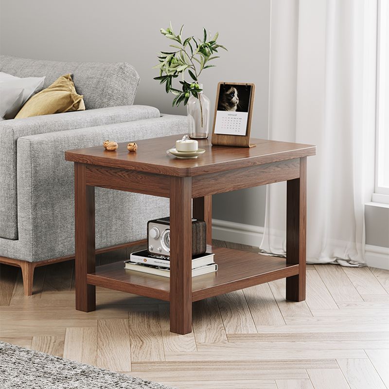 Mesa de esquina moderna de 4 patas Mesa al final del sofá de madera maciza con almacenamiento