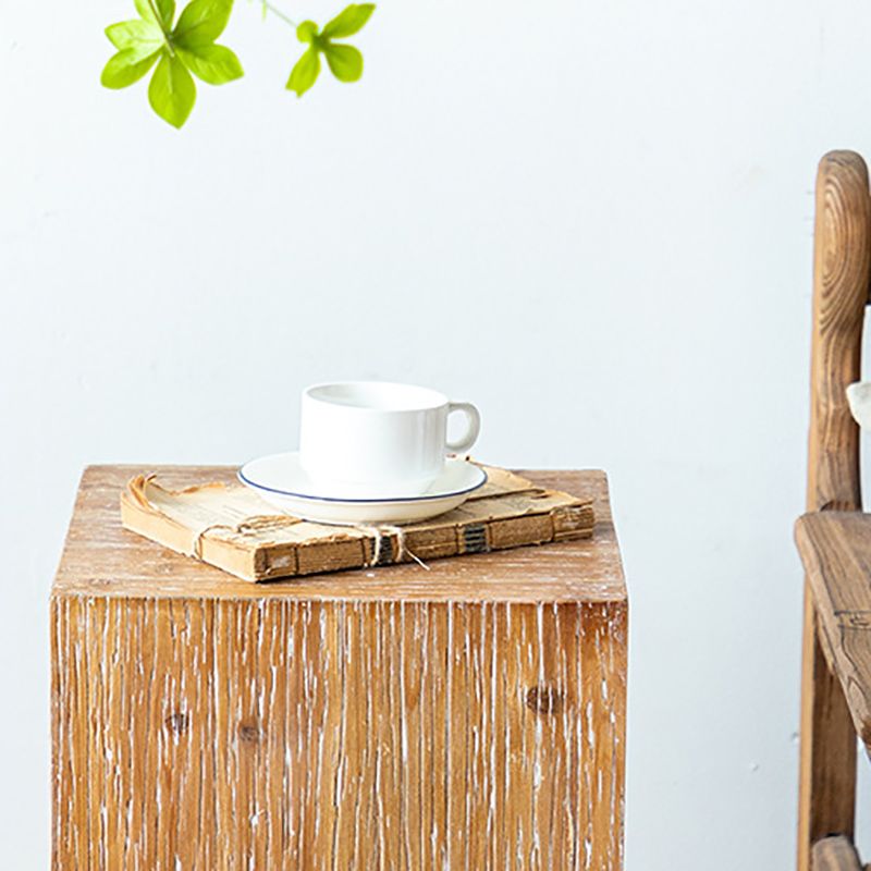 Solid Wood Rustic Side Table Square End Table in Distressed Finish