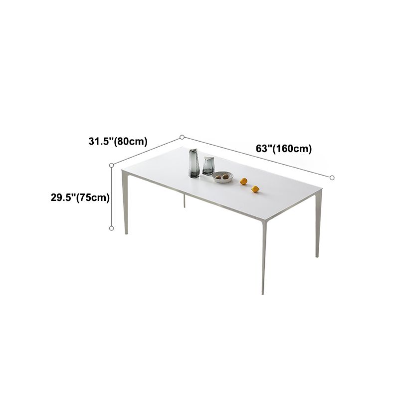 Modern Rectangle Dining Table Stone Top Table with Metal Base in White Clearhalo 'Dining Tables & Seating' 'Dining Tables' 'dining_table' 'Furniture' 'furniture_dining_table' 'Kitchen & Dining Furniture' 1200x1200_55ebab21-5778-4122-8ad7-1c3022a62f80