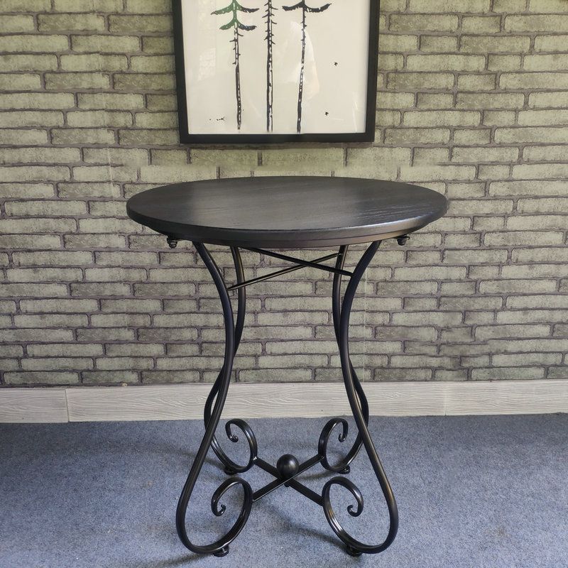 Contemporary Solid Wood End Table Metal Frame Gross Legs Sofa Side Accent Table Clearhalo 'Coffee & Accent Tables' 'End & Side Tables' 'end_side_tables' 'furn' 'furn_end_side_tables' 'Furniture' 'Living Room Furniture' 1200x1200_55ec9b43-b8cd-48bd-abe0-9f4d672c18a7