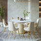 Scandinavian Round Dining Table Sets 1/4/5/7 Pieces Leather Dining Table and Chairs