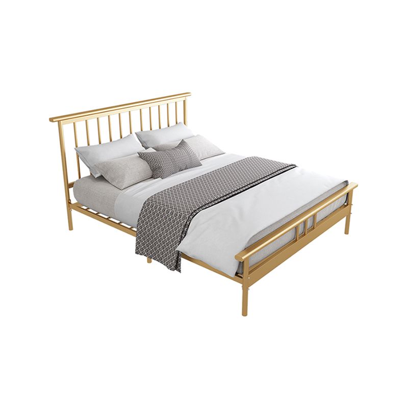 Modern Metal Folding Bed Rectangular Open-Frame Bed with Headboard