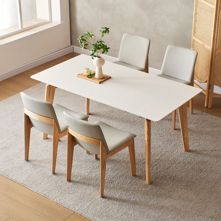 Moderne gesinterde stenen eettafelset rechthoekig 1/4/5-delige houten eetkamertafelset