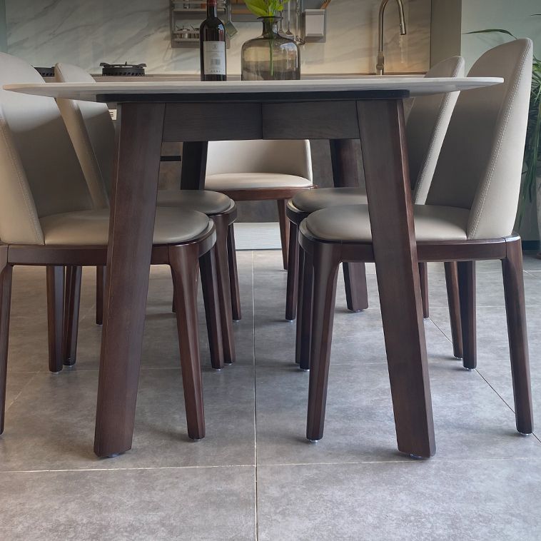 Modern Rectangle Dining Table Stone Top Walnut Tripod Base Dining Table Clearhalo 'Dining Tables & Seating' 'Dining Tables' 'dining_table' 'furn' 'furn_dining_table' 'Furniture' 'furniture_dining_table' 'Kitchen & Dining Furniture' 'kitchen' 'kitchen_dining_table' 1200x1200_55ef1b5b-e3fd-4a93-80b5-d9ceefbad8e6