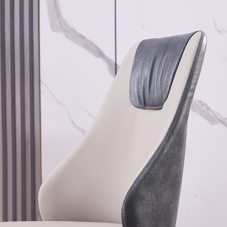 Contemporary Faux Leather Dining Chair Armless Metal Side Chair for Home Use