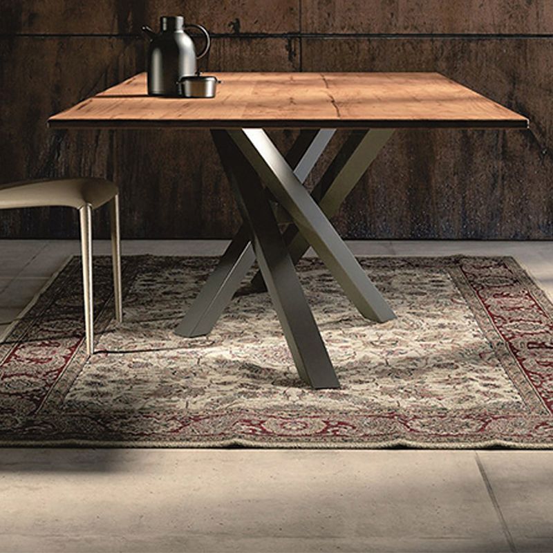 Rechteckiger Esstisch mit schwarzem Sockel, moderner Tisch aus Kiefernholz für die Küche