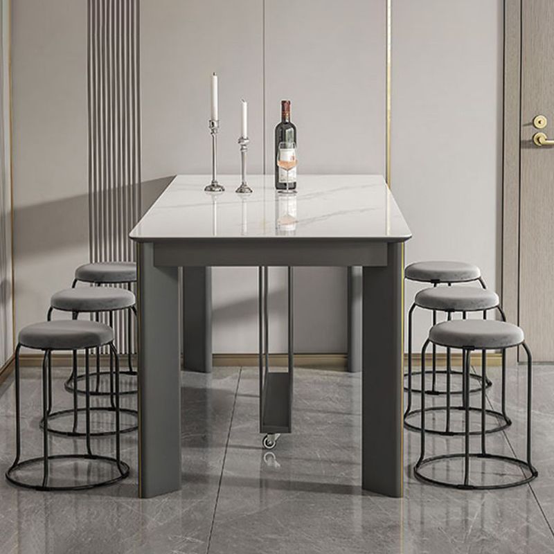 Rectangle Folding Dining Table Wood and Stone Dining Table for Dining Room