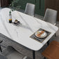 Contemporary Rectangular White Stone Dining Table with 4 Steel Foot