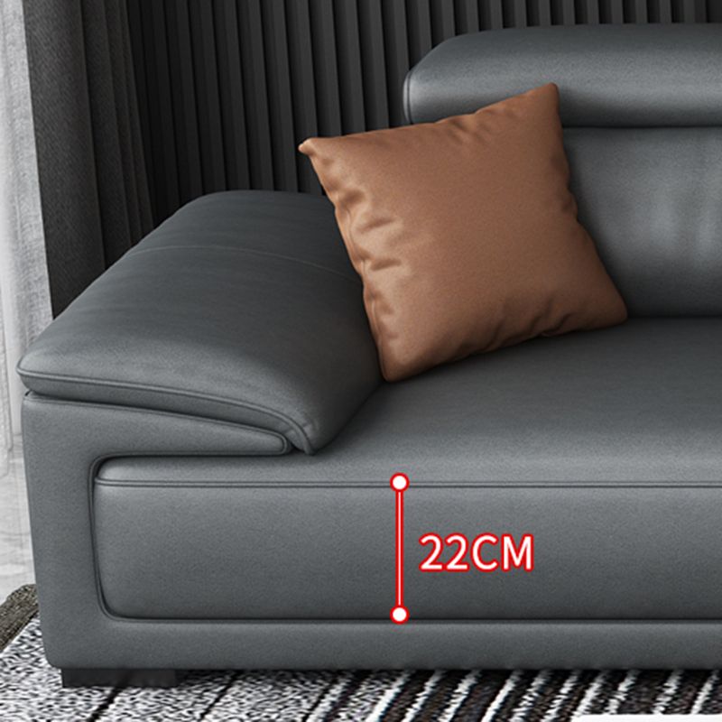 Modern Adjustable Sectional in Black Pillow Top Arm Sectional