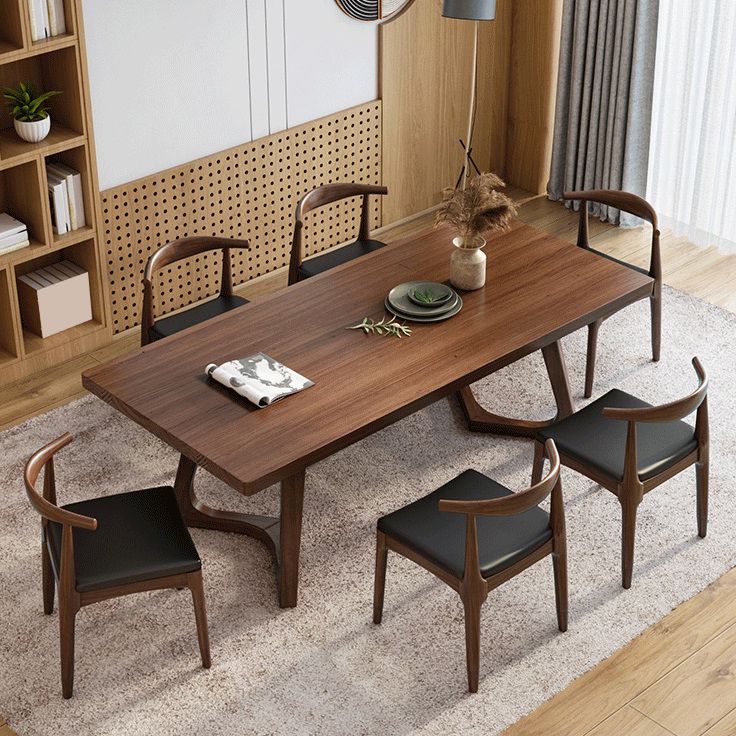 Solid Wood Dining Table Pine Wood Rectangle Table with Double Pedestal Base Clearhalo ' dining_table' 'Dining Tables & Seating' 'Dining Tables' 'furn' 'furn_dining_table' 'Furniture' 'furniture_dining_table' 'Kitchen & Dining Furniture' 'kitchen&dining_furn' 'kitchen' 'kitchen_dining_table' 1200x1200_55f75fee-d2b0-4333-83ca-29ebae4ee35f
