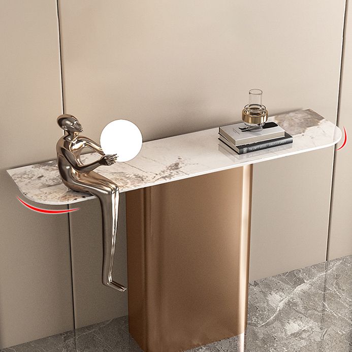 Contemporary Console Accent Table Antique Finish Half Moon Console Table Clearhalo 'Console Tables' 'console_tables' 'Entry & Mudroom Furniture' 'furn' 'furn_console_tables' 'Furniture' 1200x1200_55f9b5ed-c551-4ad3-8cbd-8a17ed607dc0