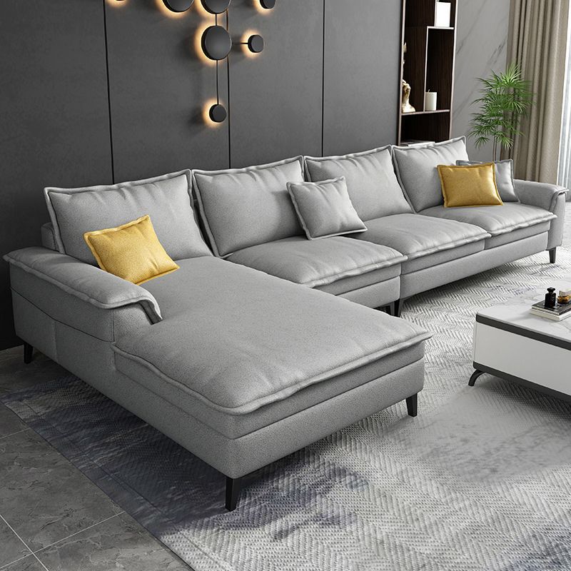 Scandinavian 4-seat Pillow Top Arm Sectional 37.4" High Sectional with 4 Pillows Clearhalo 'furn' 'furn_sectionals' 'Furniture' 'Living Room Furniture' 'Sectionals' 1200x1200_55facd32-ed03-4263-9c01-a4d21b12524d