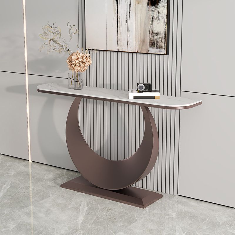 コンテンポラリーコンソールテーブルアンティークフィニッシュハーフムーンコンソールソファテーブル