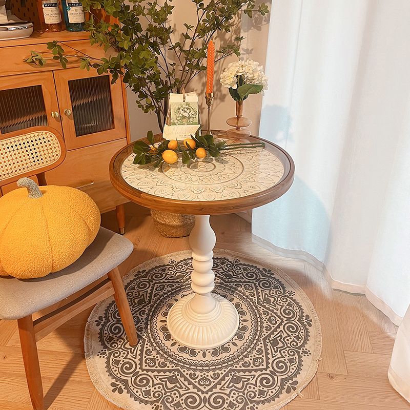 Modernistic Accent Side Table Glass Top Living Room Round Pedestal End Table