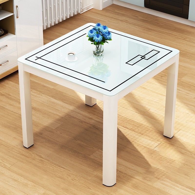 Industrial Style Square Dinner Table Glass Dining Site Table with 4 Legs Clearhalo ' dining_table' 'Dining Tables & Seating' 'Dining Tables' 'furn' 'furn_dining_table' 'Furniture' 'furniture_dining_table' 'Kitchen & Dining Furniture' 'kitchen&dining_furn' 'kitchen' 'kitchen_dining_table' 1200x1200_55fbfb88-41fc-4bfc-9b21-47bb7fff6f4b