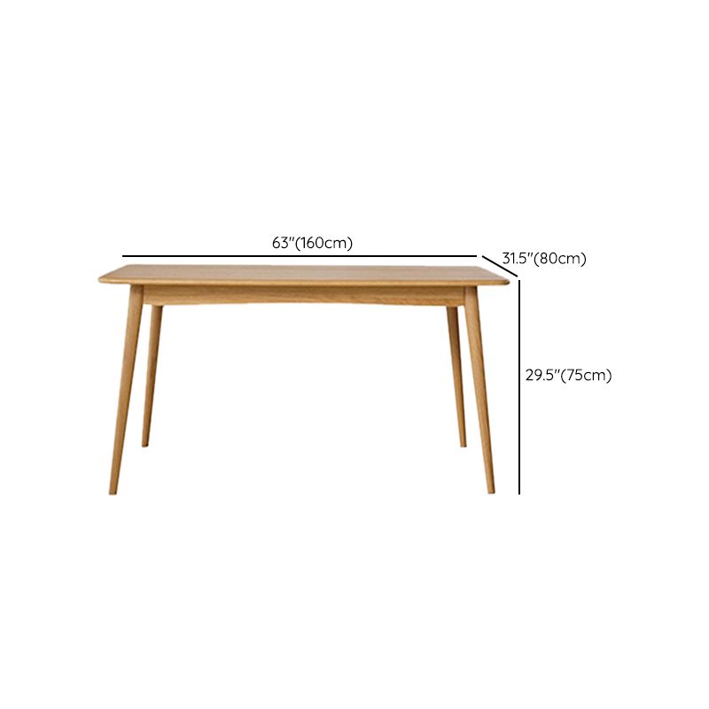 Modern Oak Natural Rectangular Top Dining Table with 4 Wood Legs
