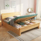 84.65 inch Wide Scandinavian Bed Frame Solid Wood Standard Bed with Headboard