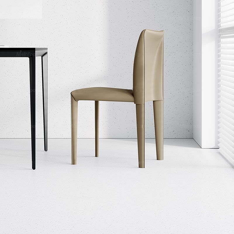 Designer Style Armless Chair Parsons Back Leather Chair for Restaurant Clearhalo 'Dining Chairs' 'Dining Tables & Seating' 'dining_chair' 'furn' 'furn_dining_chair' 'Furniture' 'Kitchen & Dining Furniture' 1200x1200_5600664b-db06-4f21-9798-2fa767ac42db