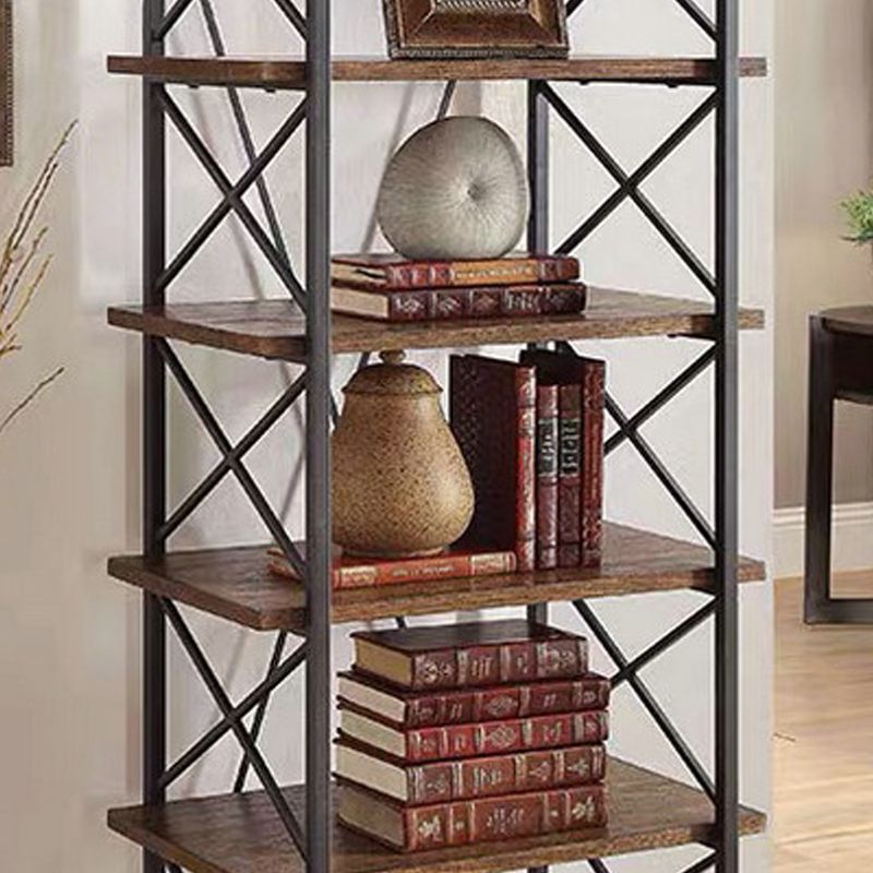 Industrial Open Etagere Bookshelf with Black Iron Frame Solid Wood Shelf Clearhalo 'Bookcases' 'furn' 'furn_bookcases' 'Furniture' 'furniture_bookcases' 'kitchen' 'kitchen_bookcases' 'Living Room Furniture' 'Office Furniture' 1200x1200_5600aeb3-8e5e-405f-bf90-6459351e26a3