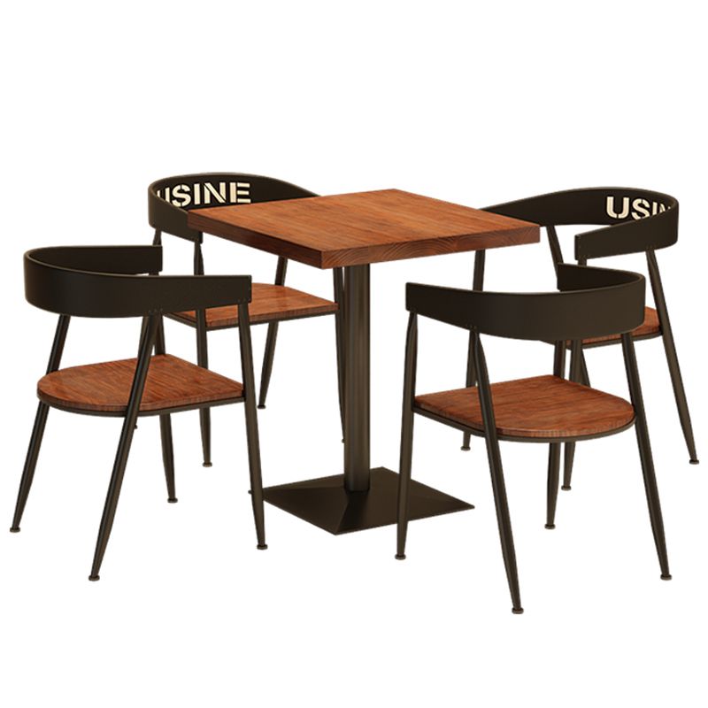 Solid Wood Industrial Dining Table Brown Square Table with Metal Base for Dinning Room Clearhalo ' dining_table' 'Dining Tables & Seating' 'Dining Tables' 'furn' 'furn_dining_table' 'Furniture' 'furniture_dining_table' 'Kitchen & Dining Furniture' 'kitchen&dining_furn' 'kitchen' 'kitchen_dining_table' 1200x1200_56012224-2604-44b3-a7bb-7cdc072613e5