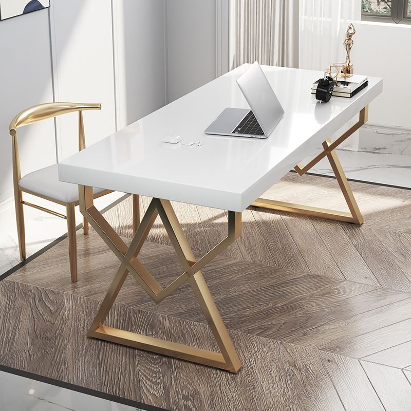 Solid Wood Rectangular Writing Desk Glam Office Desk for Home Clearhalo 'furn' 'furn_office_desk' 'Furniture' 'Office Desks' 'Office Furniture' 'office_desk' 1200x1200_560188d1-161a-48d5-bdb4-60cbc7583578