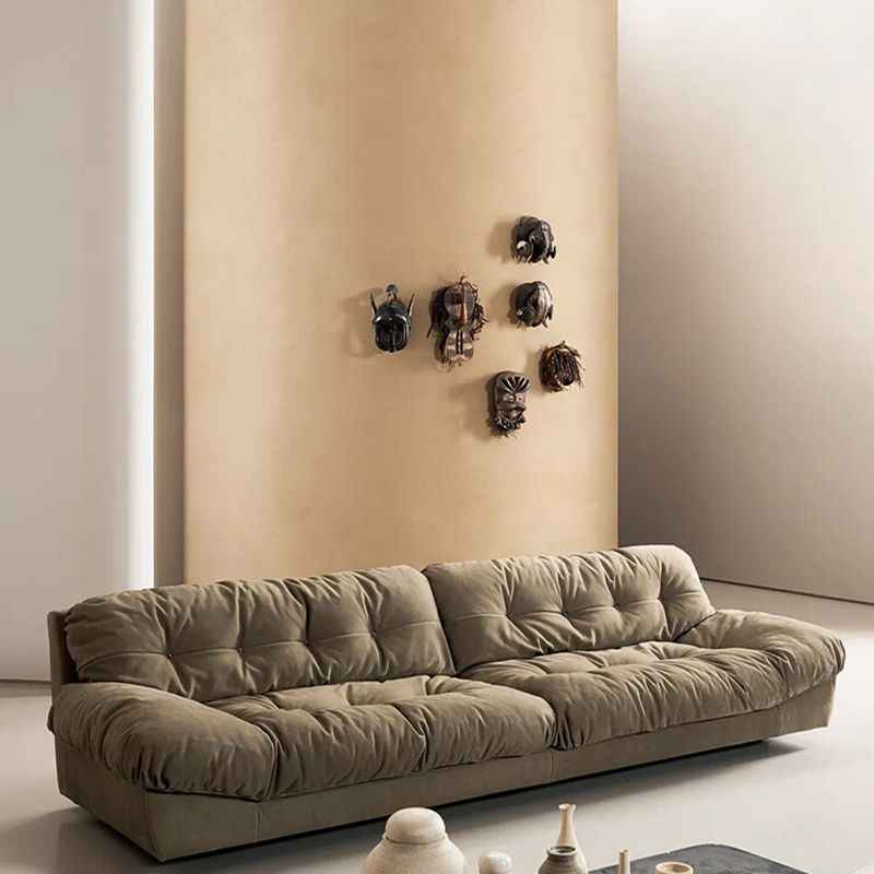 Couchons de remplissage tuftés canapé canapé en cuir en cuir en brun foncé