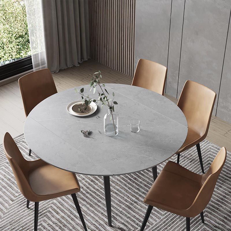 Stone Contemporary Round Dinner Table Matte Finish 4 Legs Table for Home Clearhalo ' dining_table' 'Dining Tables & Seating' 'Dining Tables' 'furn' 'furn_dining_table' 'Furniture' 'furniture_dining_table' 'Kitchen & Dining Furniture' 'kitchen&dining_furn' 'kitchen' 'kitchen_dining_table' 1200x1200_5605f09e-30dc-4e79-b79c-7ce69c29015f