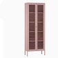 Modern Style Bookcase Metal Closed Back Bookshelf with Door for Home Office