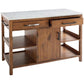 Modern Kitchen Island Table with Towel Rack Pine Wood Prep Table