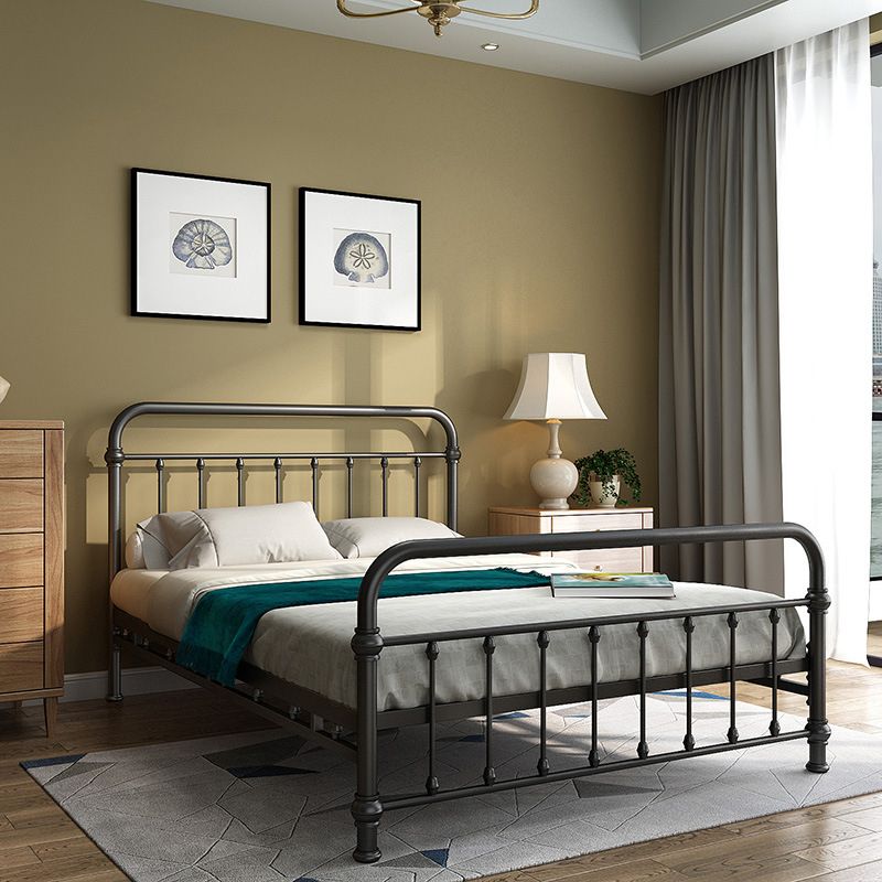Industrial Iron Bed with Rectangle Headboard and Metal Legs in Black Clearhalo 'Bedroom Furniture' 'Beds' 'furn' 'furn_beds' 'Furniture' 1200x1200_5609047c-fb41-4437-8985-88aa08f52228