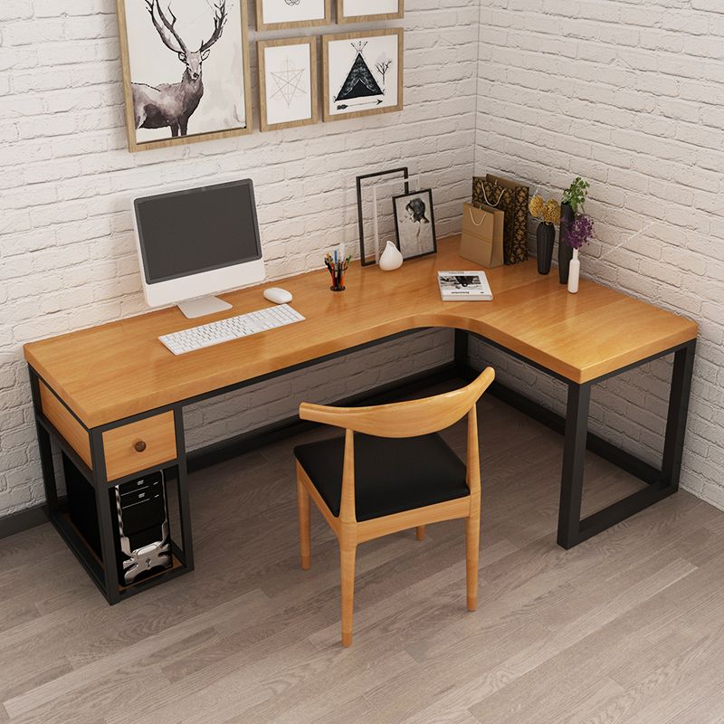 Solid Wood Computer Desk Industrial Style L-Shape Office Desk with Storage and Drawer Clearhalo 'furn' 'furn_office_desk' 'Furniture' 'Office Desks' 'Office Furniture' 'office_desk' 1200x1200_560972d4-990a-4a33-ac98-4971e2d336cc