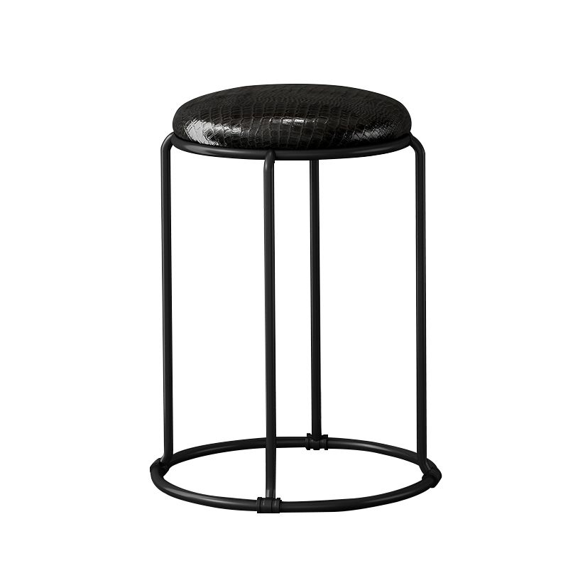 Ottoman moderne en cuir rembourré à la déchirure ottoman rond avec des jambes de chaise