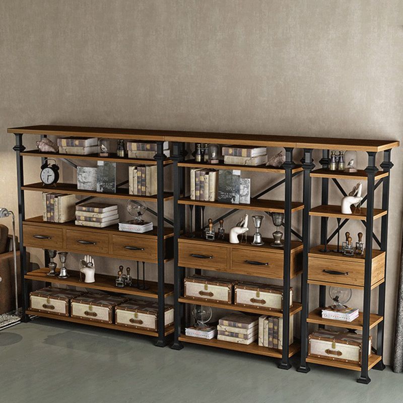 Solid Wood Bookshelf Industrial Style Open Back Bookcase for Home Office Clearhalo 'Bookcases' 'furn' 'furn_bookcases' 'Furniture' 'furniture_bookcases' 'Office Furniture' 1200x1200_560a3af1-84b0-43fe-9dfc-6cec79462253