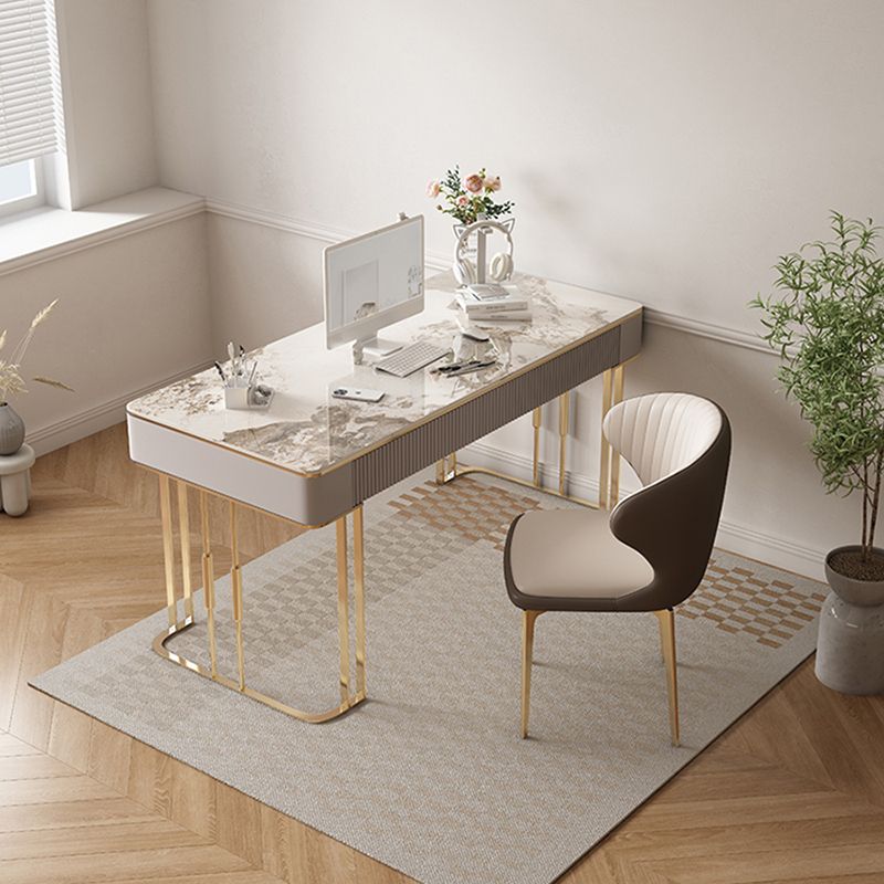 Tavolo da lavoro a forma di rettangolare banchi di scrittura in pietra in bianco