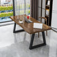 Table d'écriture de bureau de forme irrégulière bois brun avec des jambes en métal